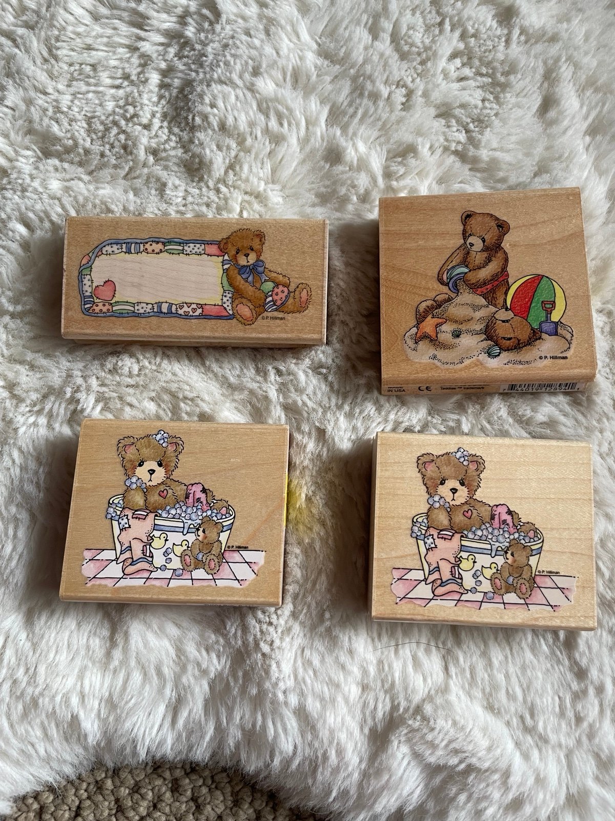 Lot of 4 Stampendous Cherished Teddies Enesco Rubber Stamps
