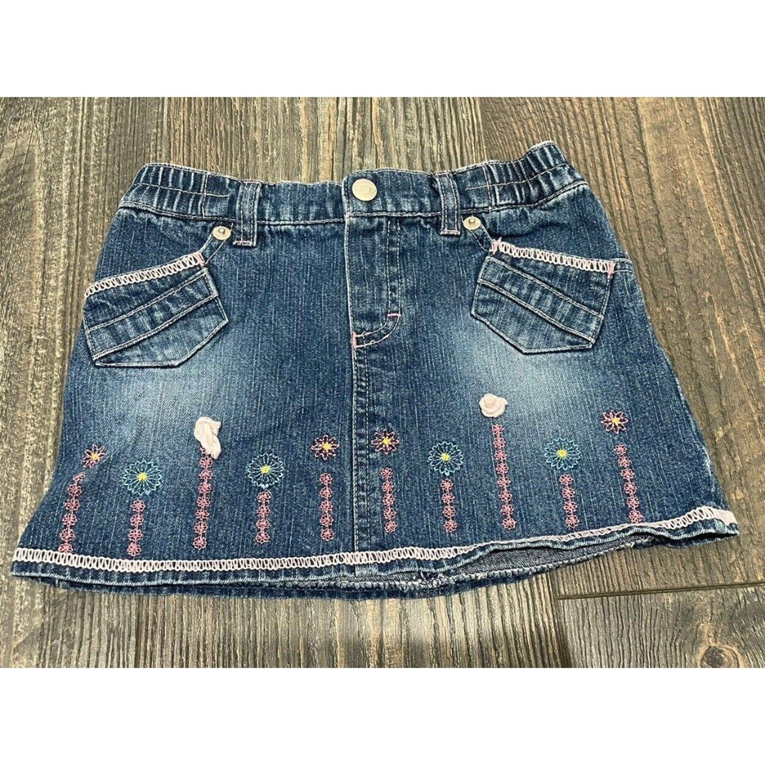 Bongo Girls vintage skirt size 24 months denim Flowers multicolor Y2k