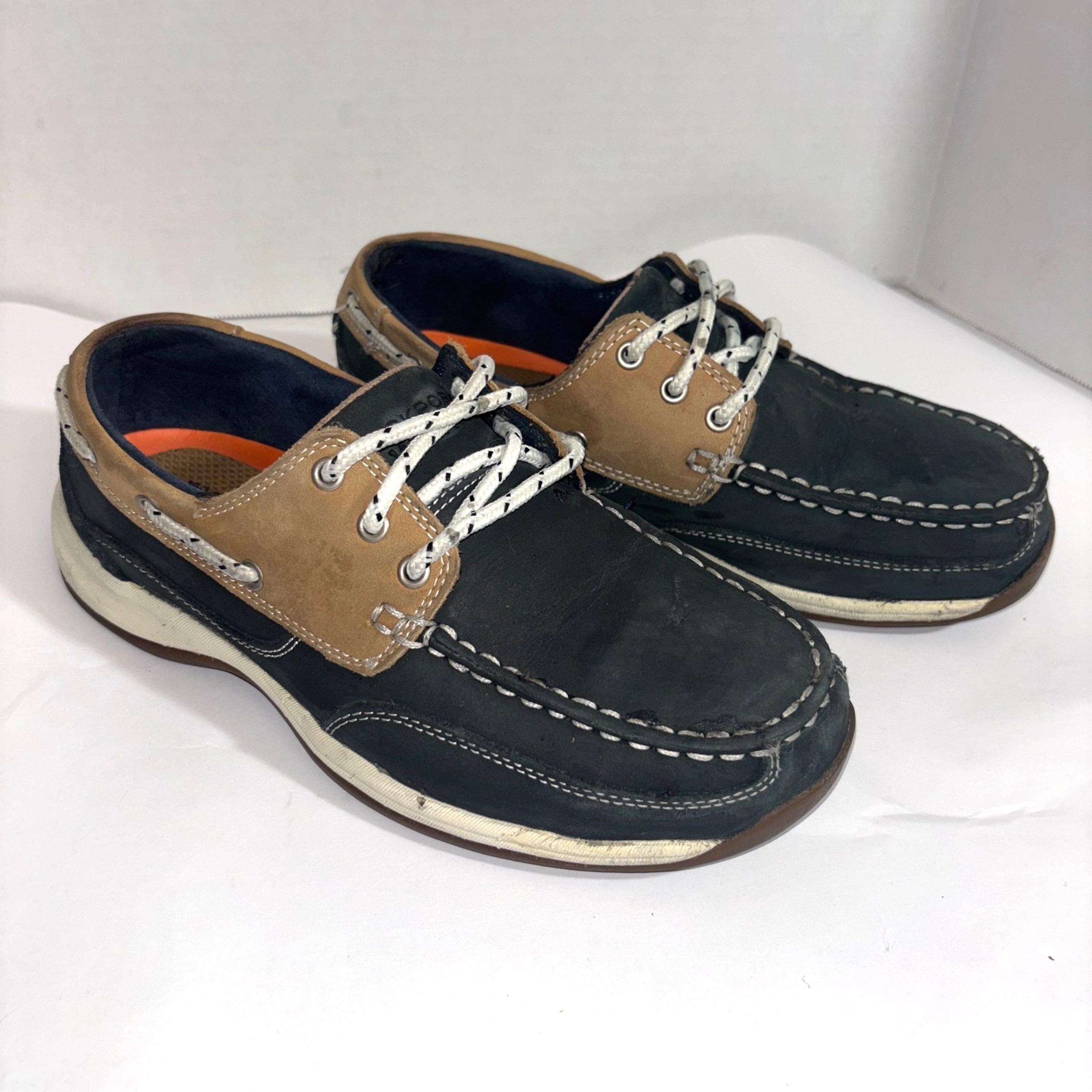 Rockport Works Safety Toe RK670 Navy Brown Lace Up Shoes WOMENS 9W