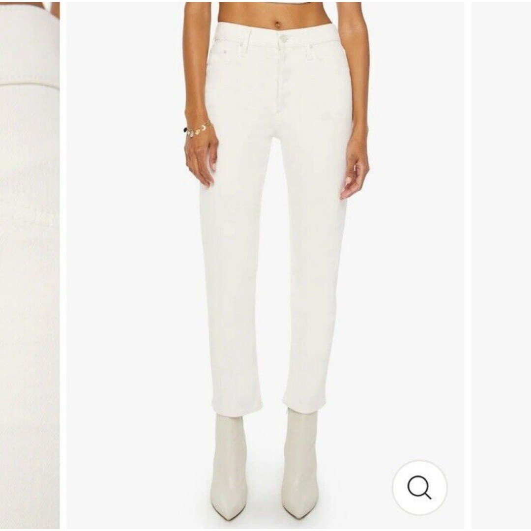 Mother The Tomcat Ankle Denim Jeans Women's 32 Cream Puffs Button Fly High Rise