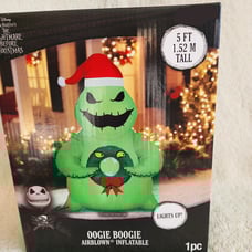 NEW 5ft Disney Oogie Boogie & Wreath Nightmare Before Christmas Inflatable decor