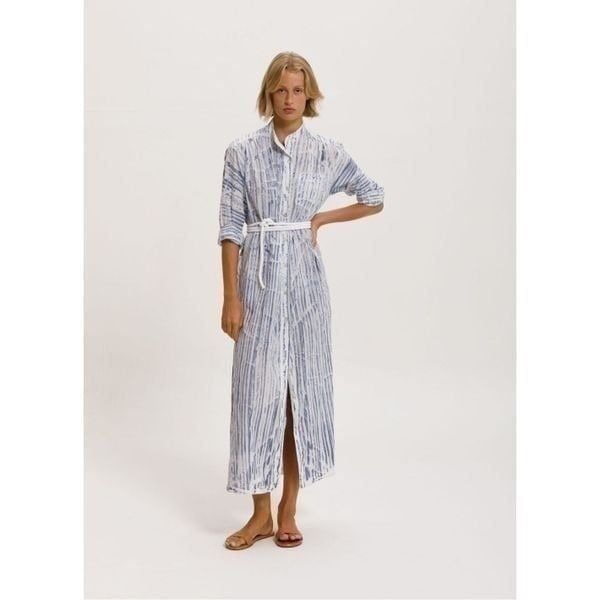 CALI by Cali Dreaming Shirt Maxi Dress Inked Hand Painted -size S NWT198
