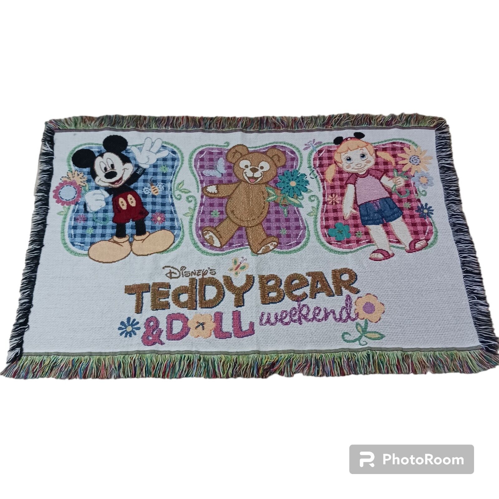 2007 Disney's TEDDY BEAR & DOLL WEEKEND Mickey Duffy Tapestry Blanket 28x37