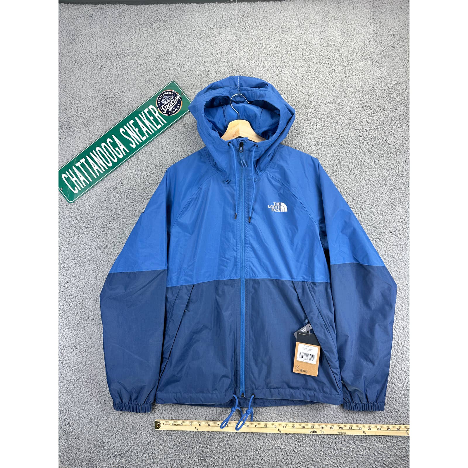 The North Face Jacket Mens Small Blue Antora Rain Windbreaker Hooded Zip Up S
