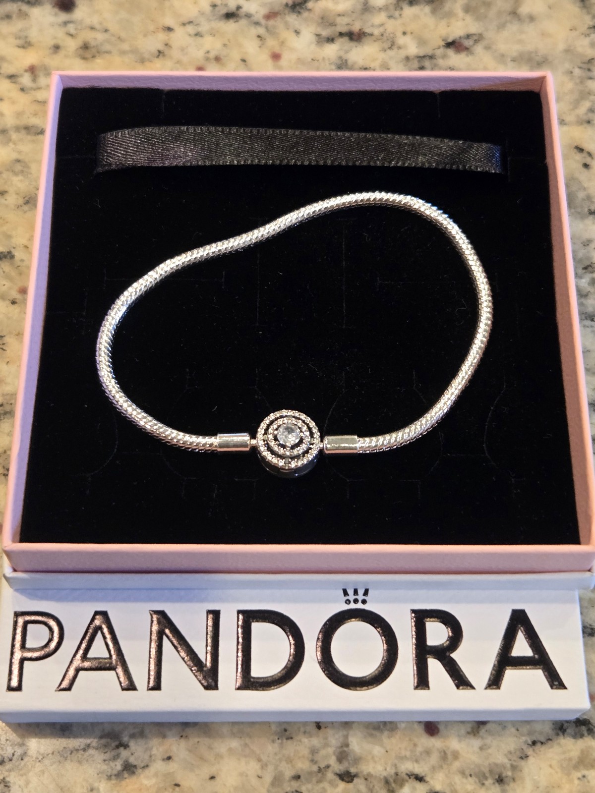 Pandora Silver Bracelet with Sparkling Clasp