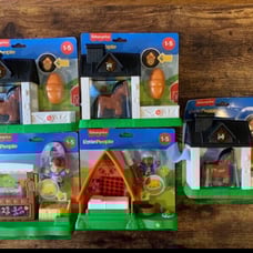 Lot Of 5 Fisher-Price Little People Horse Stable Market Campfire Playset New