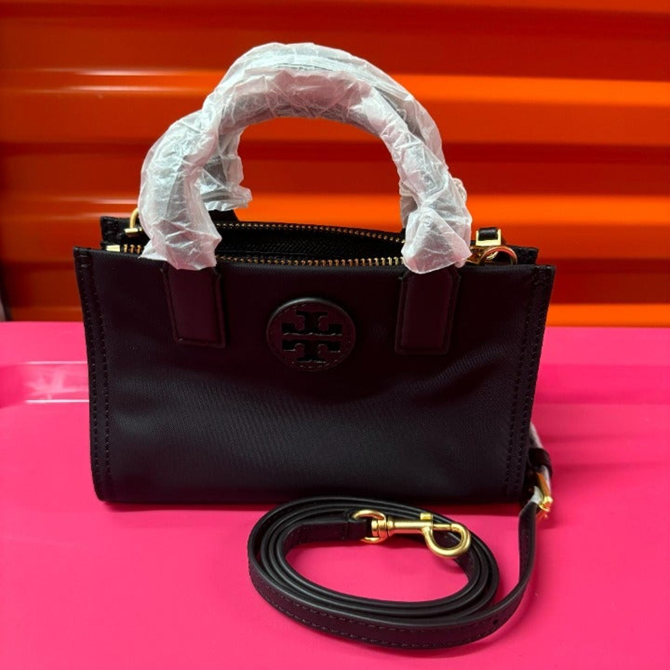 Tory Burch Womens 146437 Elle Gold-Tone Hardware Mini Nylon Tote Bag