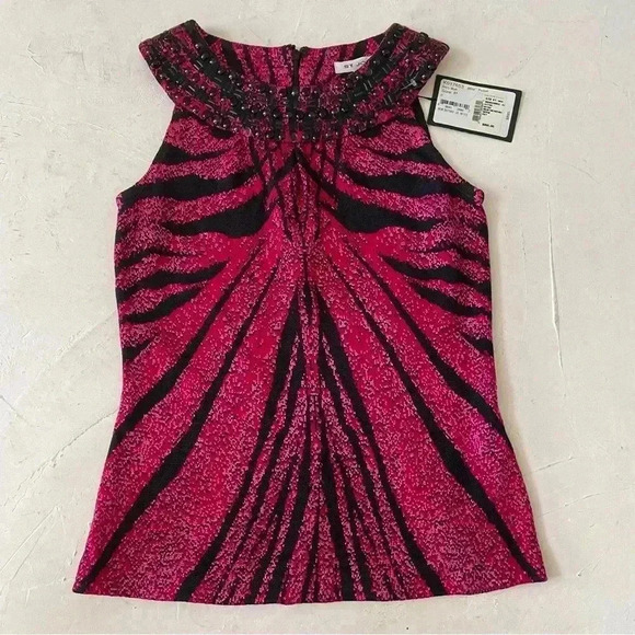 ST.JOHN Sleeveless Knitted Beaded Size P NWT 895