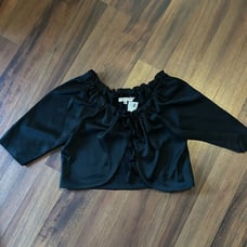 NWT Trina Turk Dance Top, Open, Off the Shoulder, Black Tie Front Size Medium