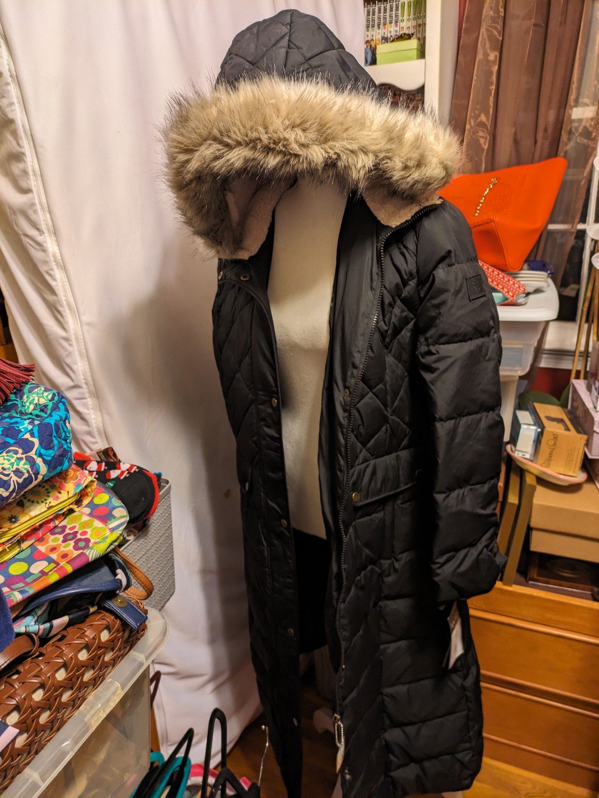 Ralph Lauren Women's Jacket Hooded Down Puffer Coat Black size m