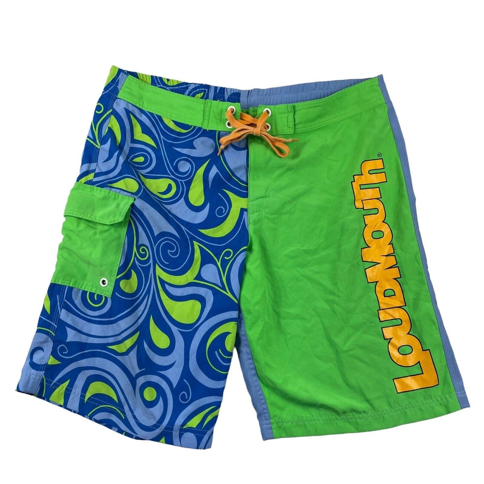 Loudmouth Green Blue Polyester Performance Mens Boardshorts Size 36