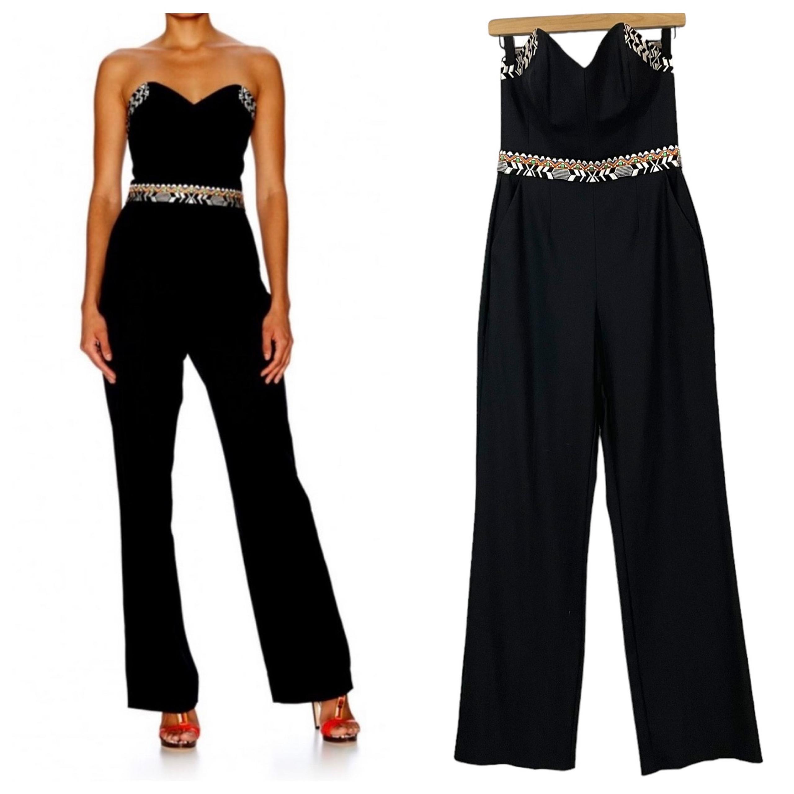Camilla On the Road Embroidered Bustier Jumpsuit - Black - AU 10