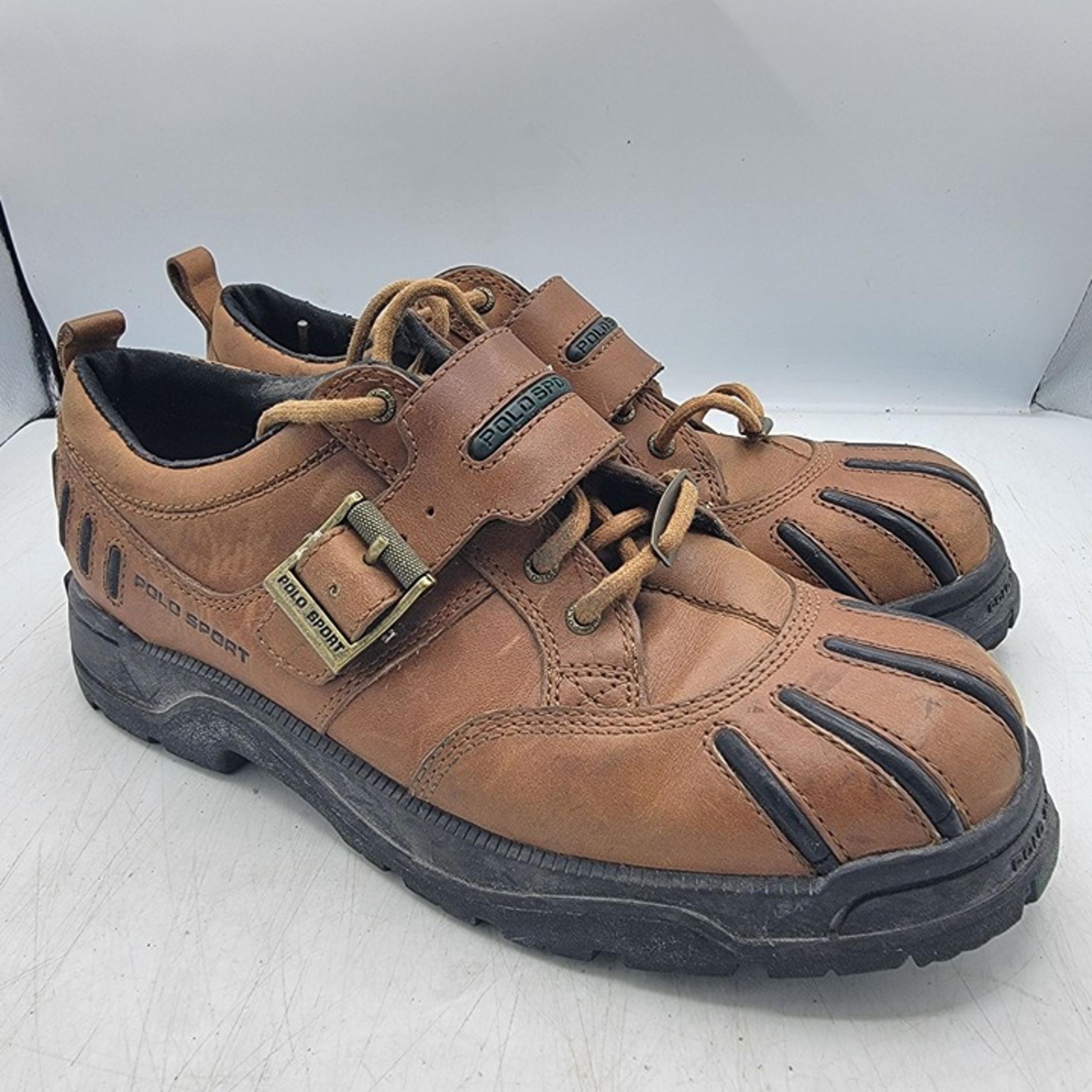 Polo Sport By Ralph Lauren Womens 7.5 Buckle Strap Shoes Leather Brown Casual