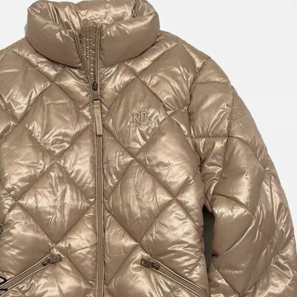 NWT Lauren Ralph Lauren Birch Diamond Quilted LRL Embroidered Puffer Jacket