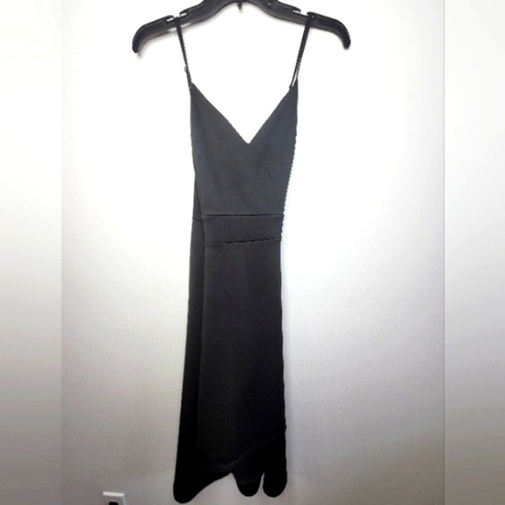 Fancyinn LBD Large High Low Fit & Flare Black Empire Waist Dress L NWOT