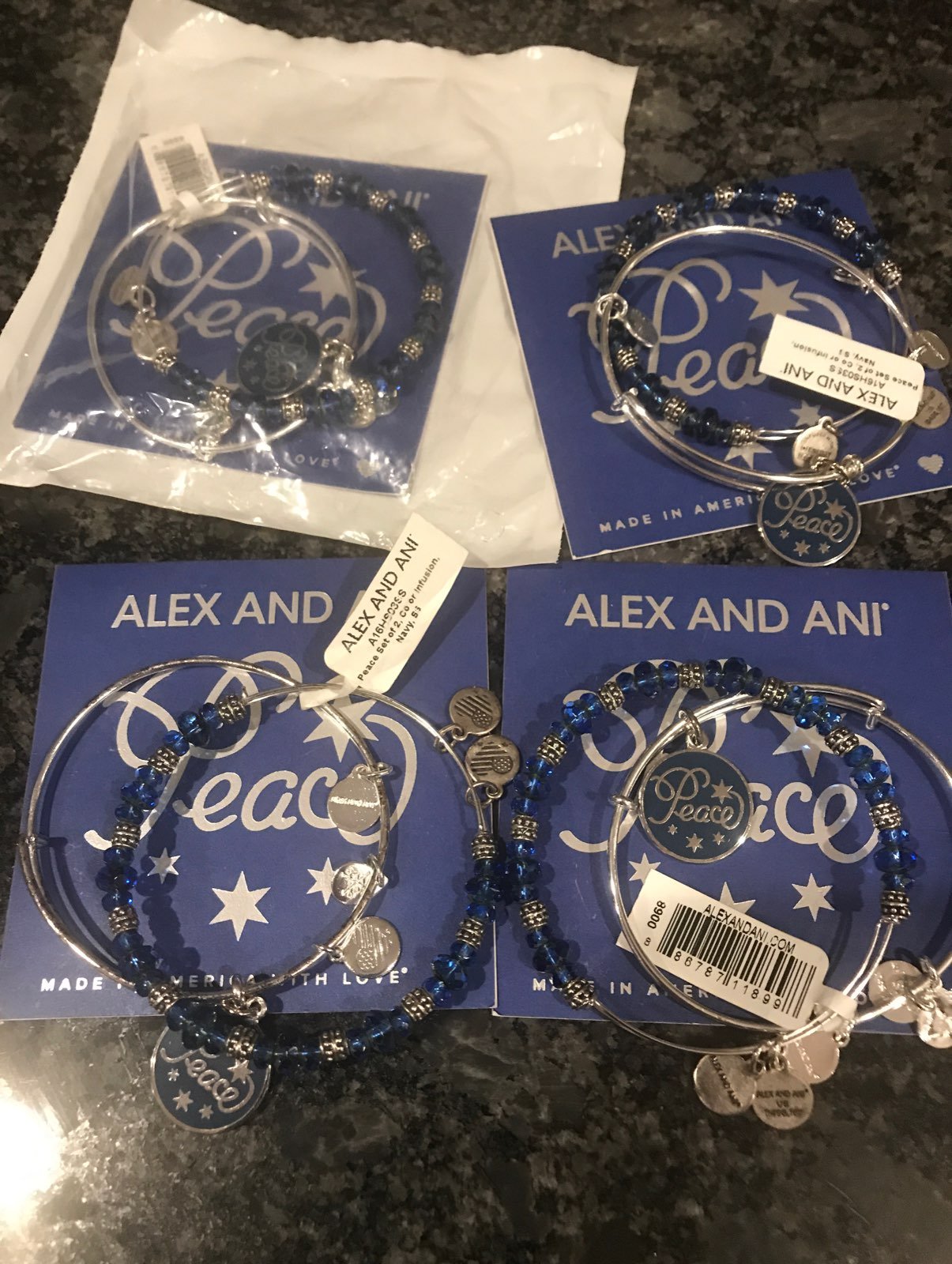 4 Alex and Ani Peace Set (2) Bracelets