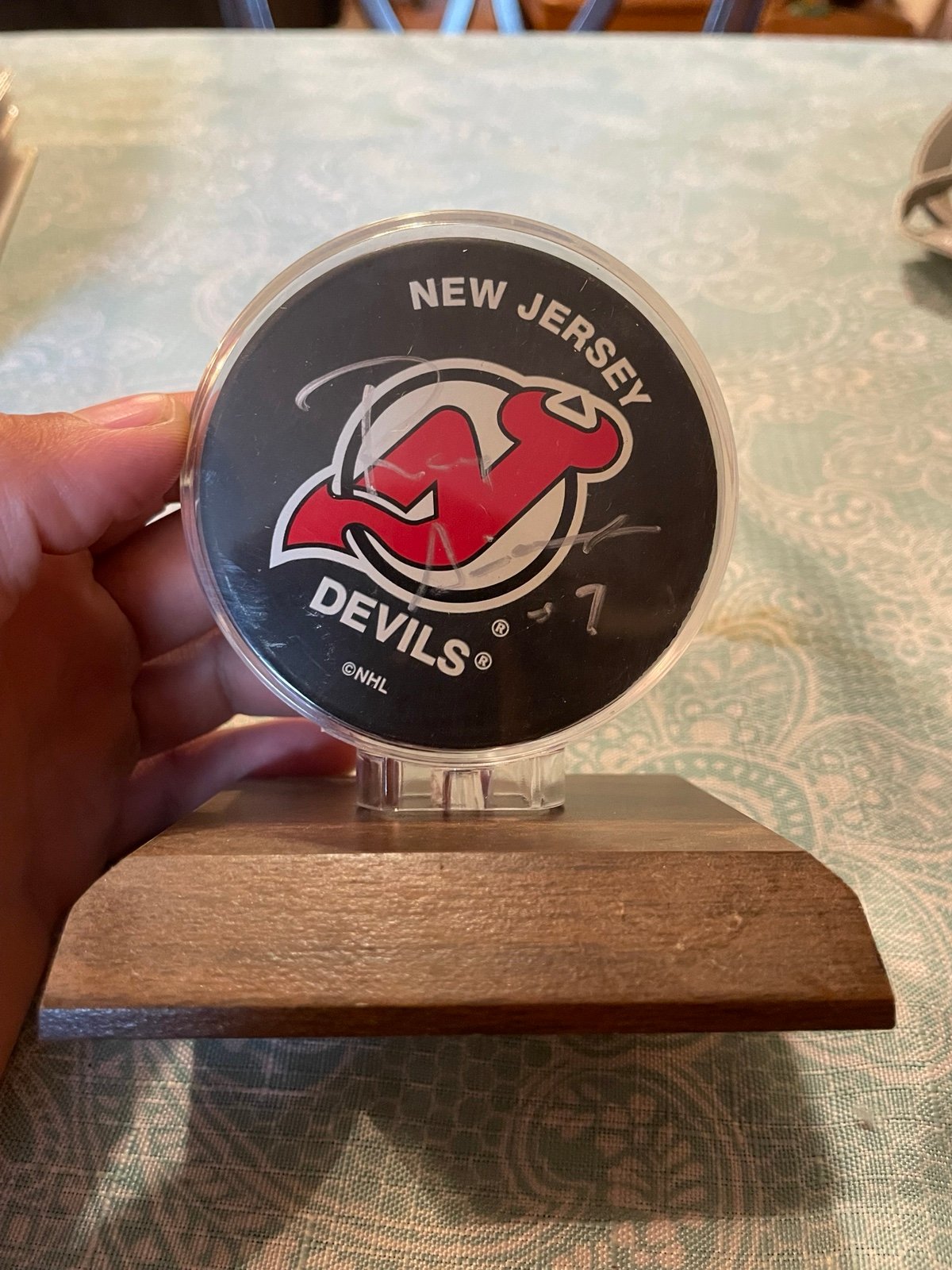 New Jersey devils hockey puck Signed