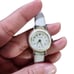 Vintage Swiss Made Hanowa Gold White Leather Band Watch Discolored Tarnished