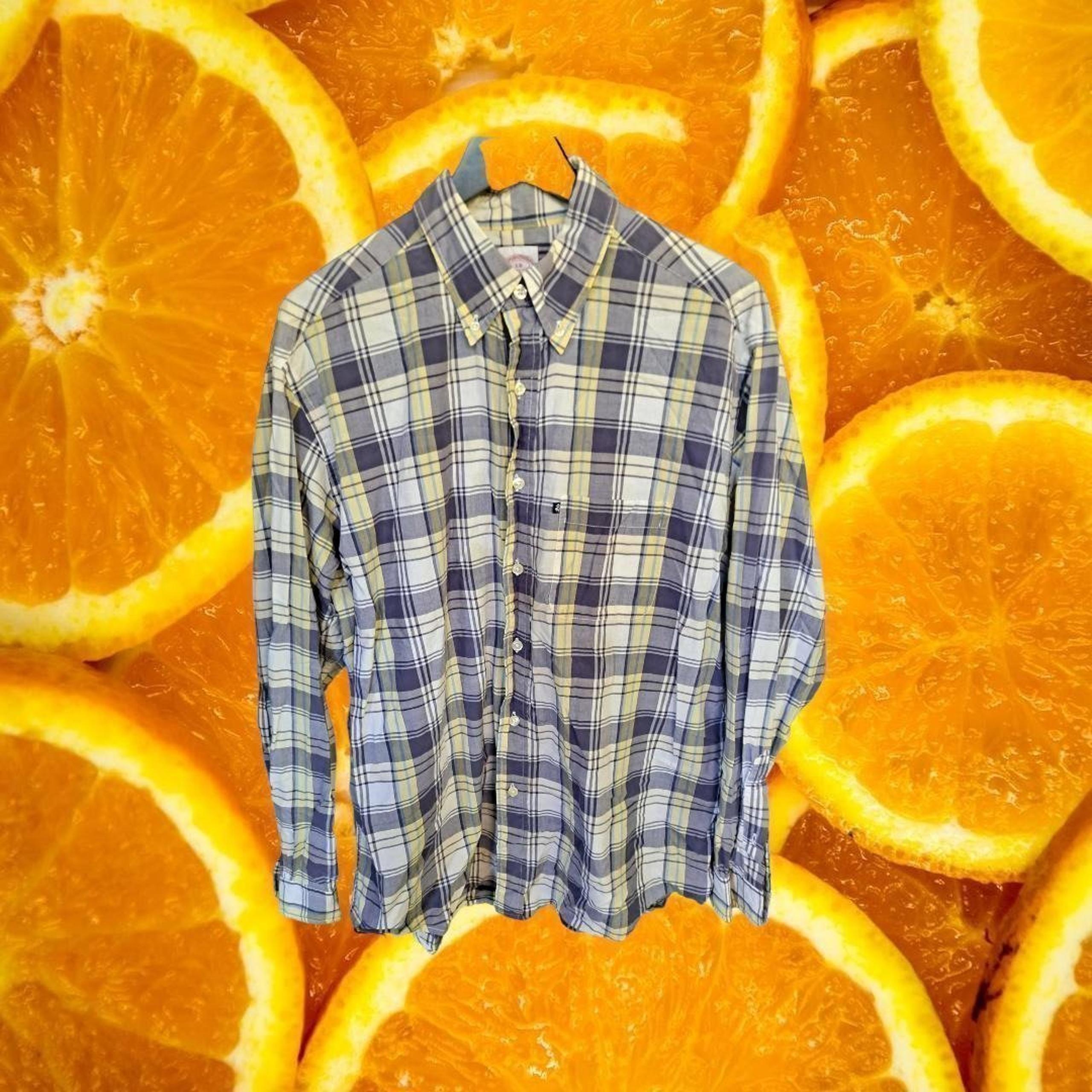 Brooks Brothers Original Polo Button Up Blue, Yellow and White Size Large