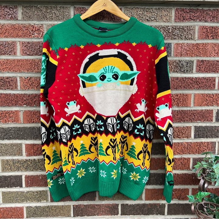Star Wars Disney The Mandalorian Baby Yoda Grogu Christmas Knitted Sweater