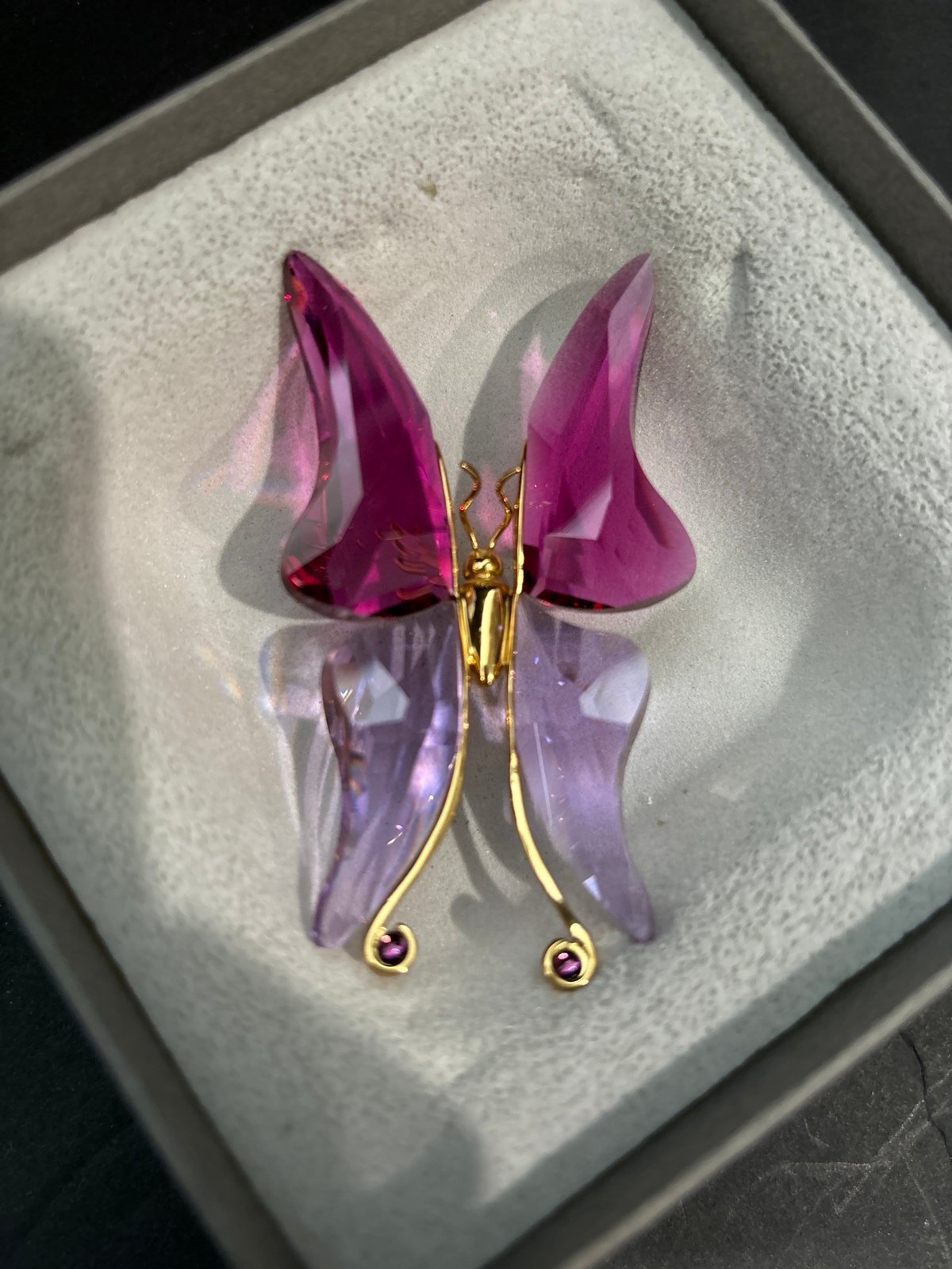Swarovski Astara Butterfly Magnet Large Fuchsia Amethyst Crystal Figurine, HTF
