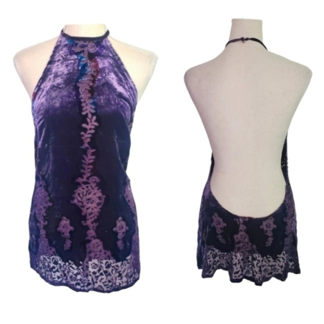 Victoria's Secret VS Velvet Mesh Y2K Halter Top