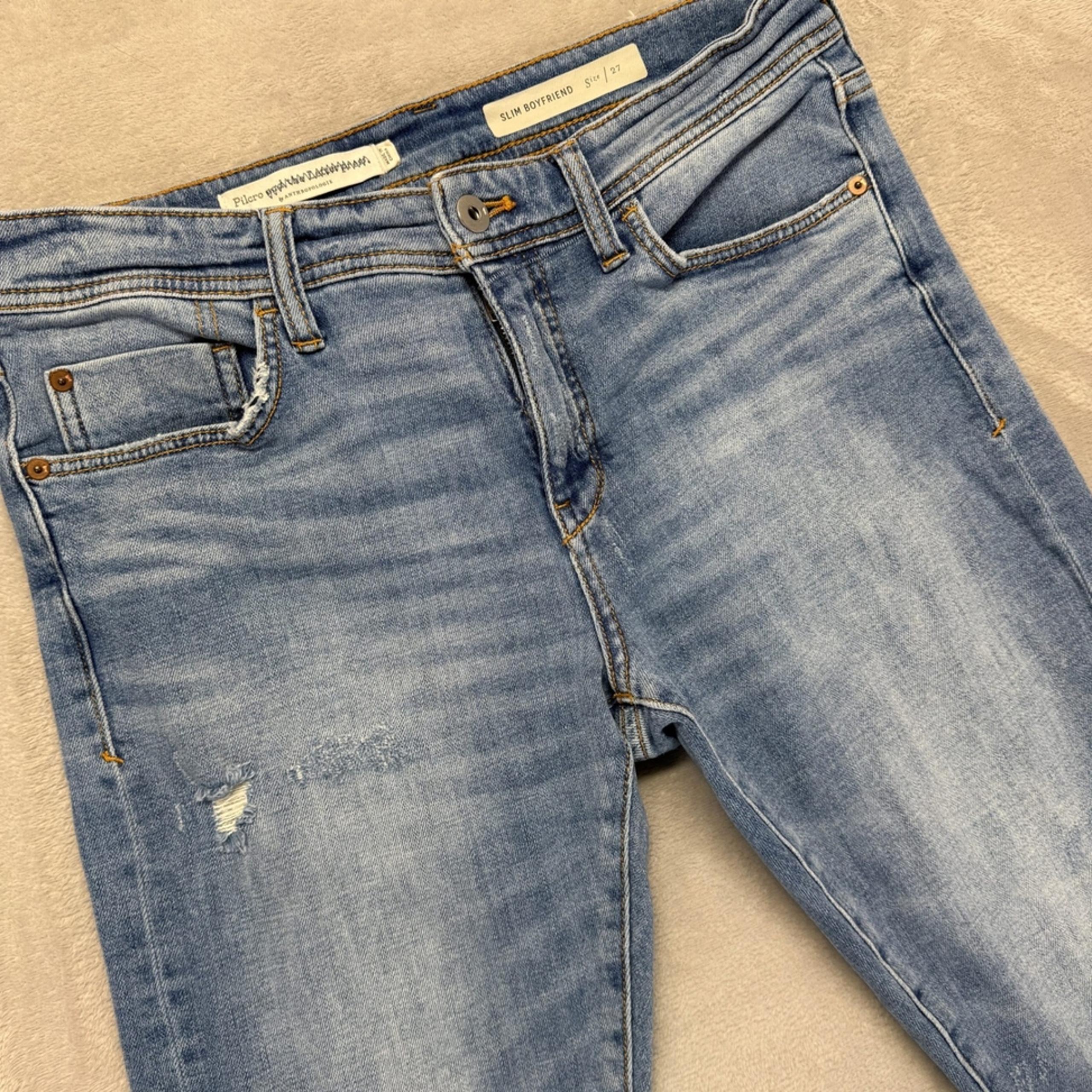 Anthropologie Pilcro Jeans Womens 27 Slim Boyfriend Distressed Jeans Light Wash