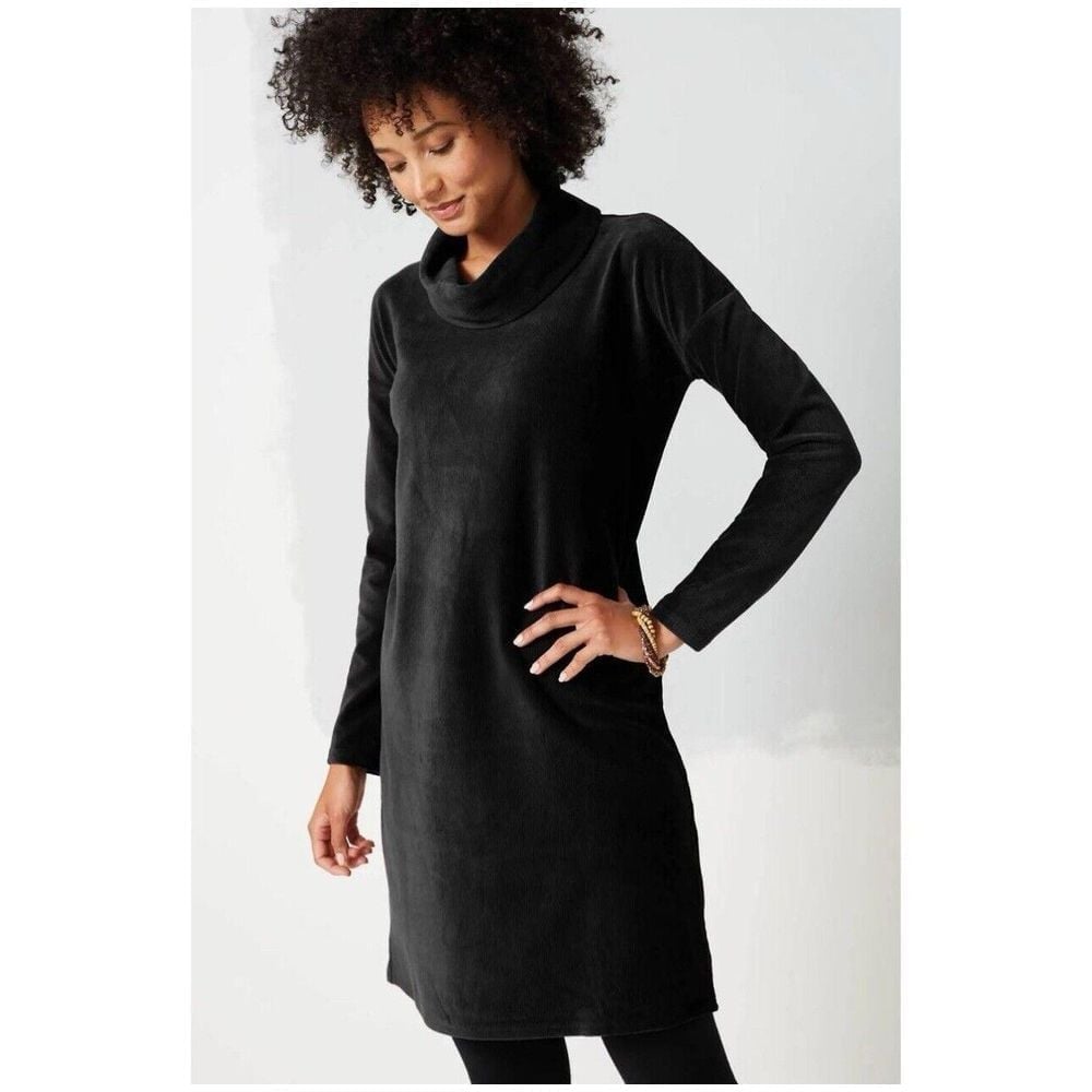 J Jill Black Long Sleeve Cowl Neck Sweater Sz L P Corduroy Long Sleeve Black 99