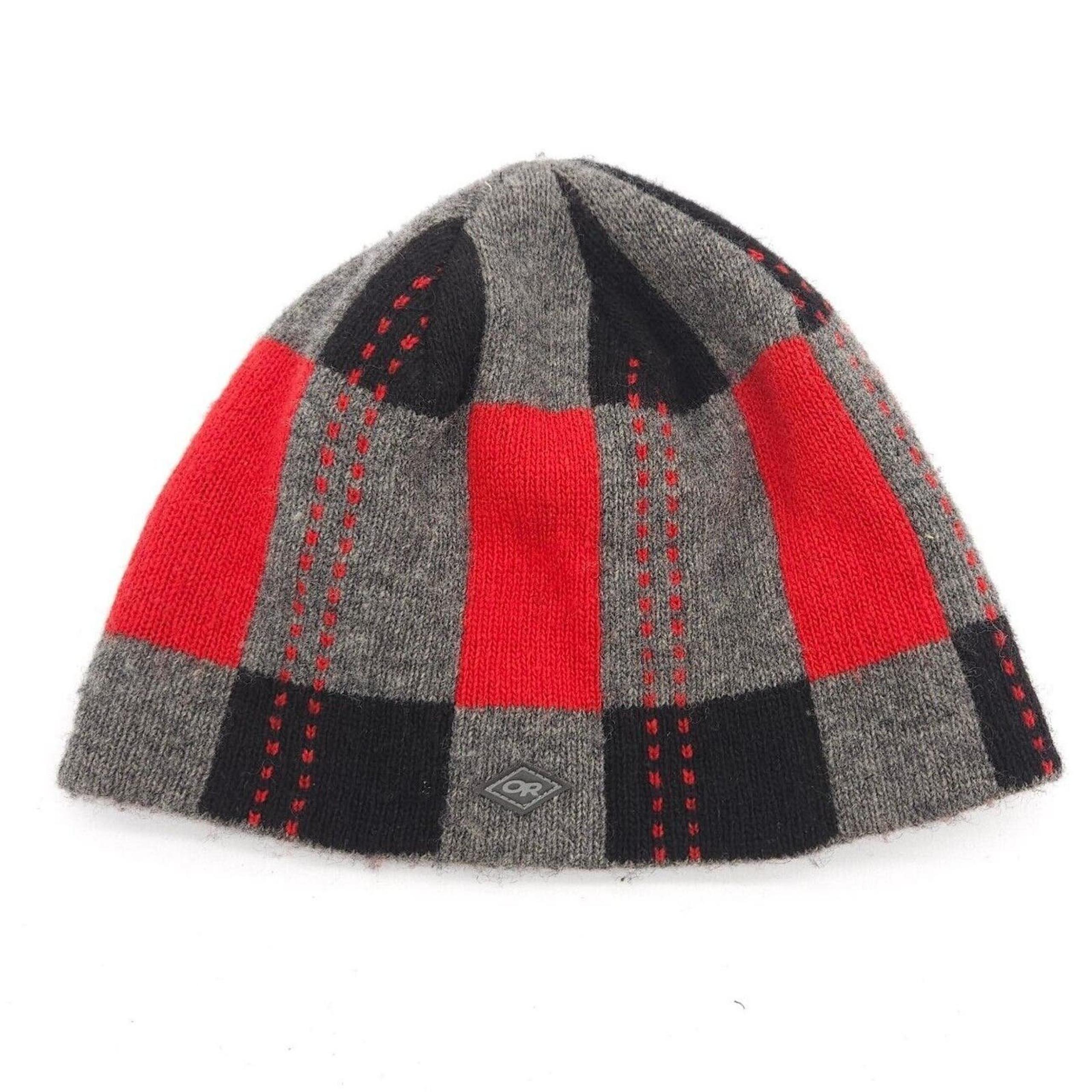 Outdoor Research OR Windstopper Winter Beanie Hat Wool Plaid Snow Ski Skull Cap