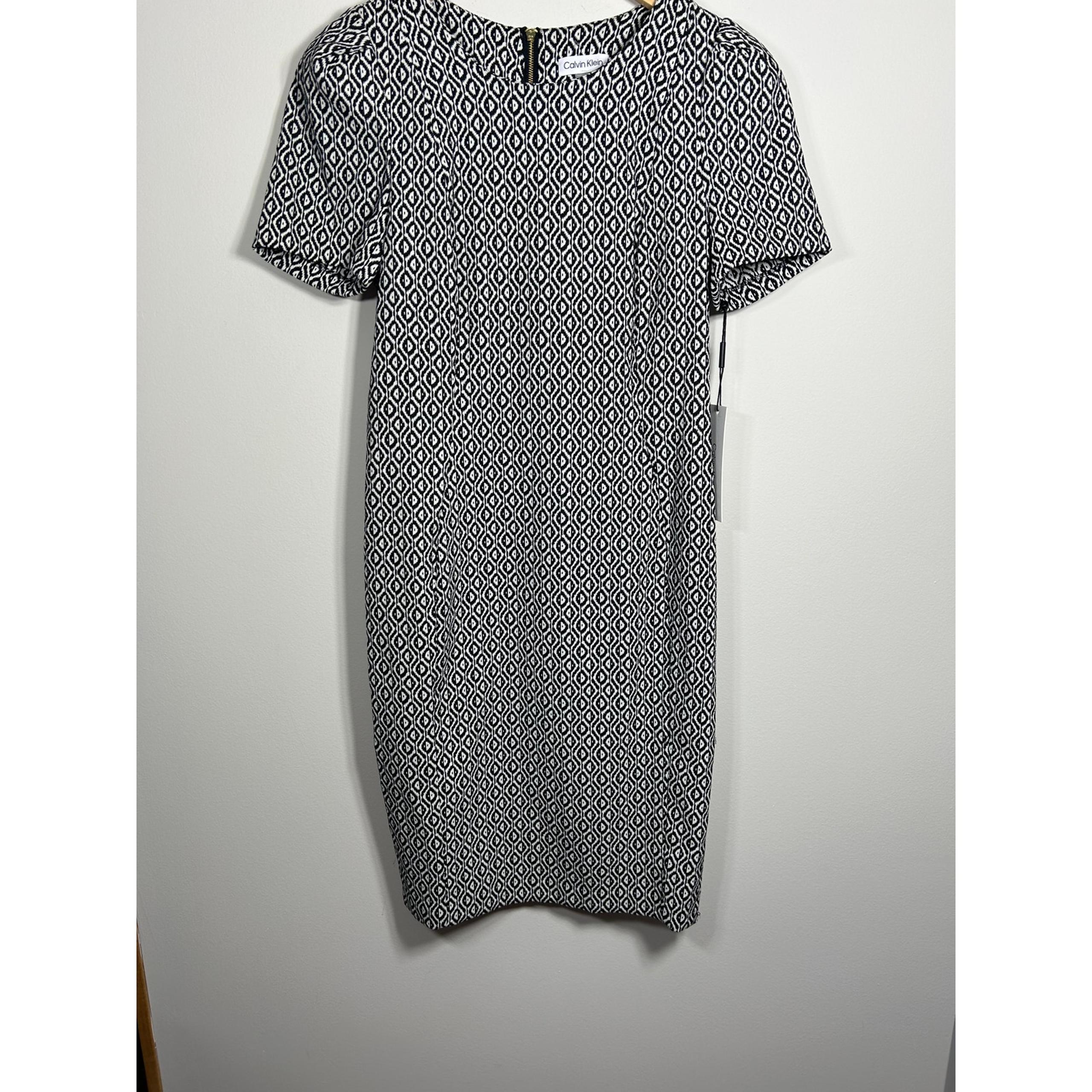 Calvin Klein Geometric Dress Gold Zipper on back  Size 12