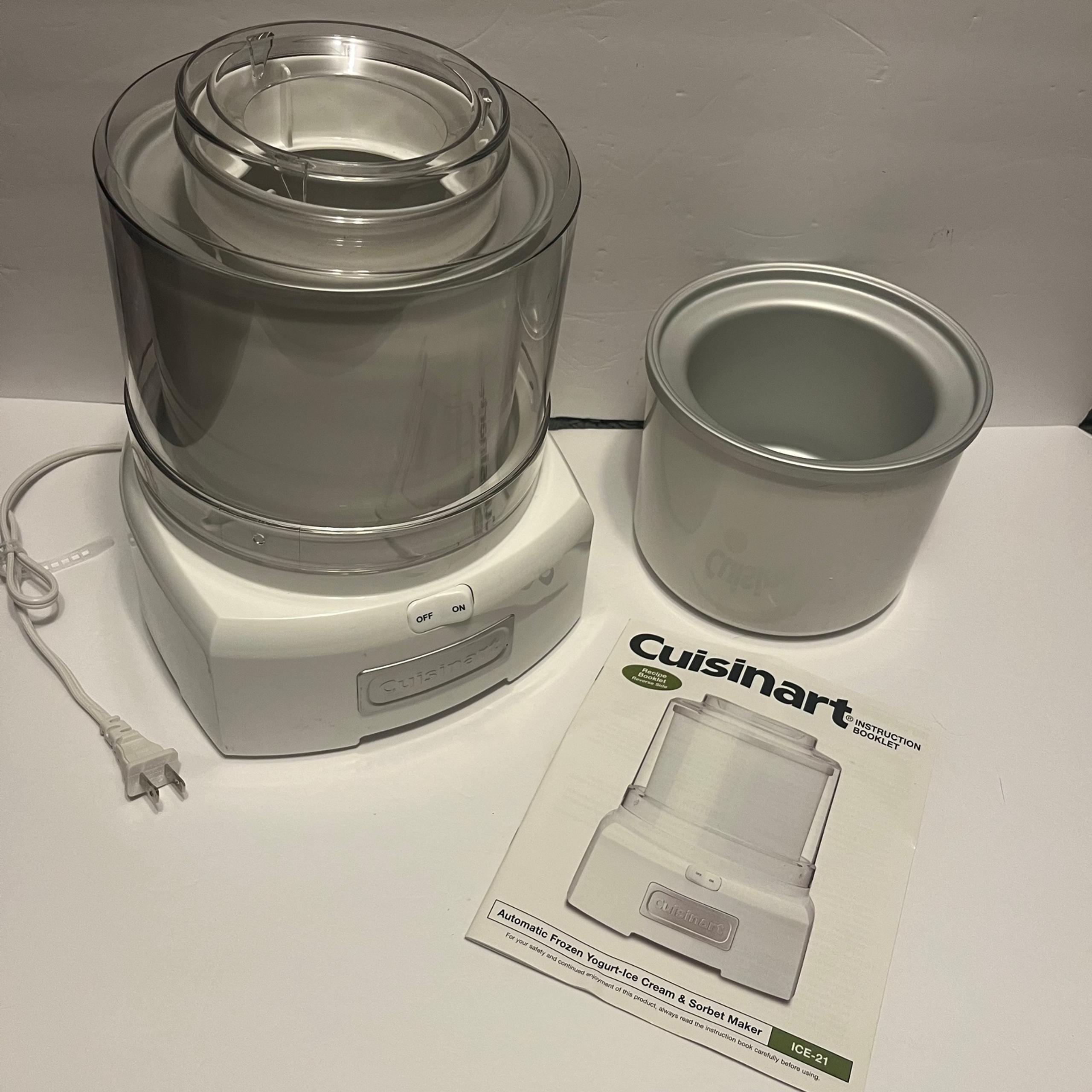 1.5 Qt Ice Cream Sorbet Frozen Yogurt Maker & Extra Freezer Bowl Cuisinart ICE21