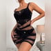 Black Rhinestone Studded Lingerie Bodystocking Dress