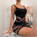 Black Rhinestone Studded Lingerie Bodystocking Dress