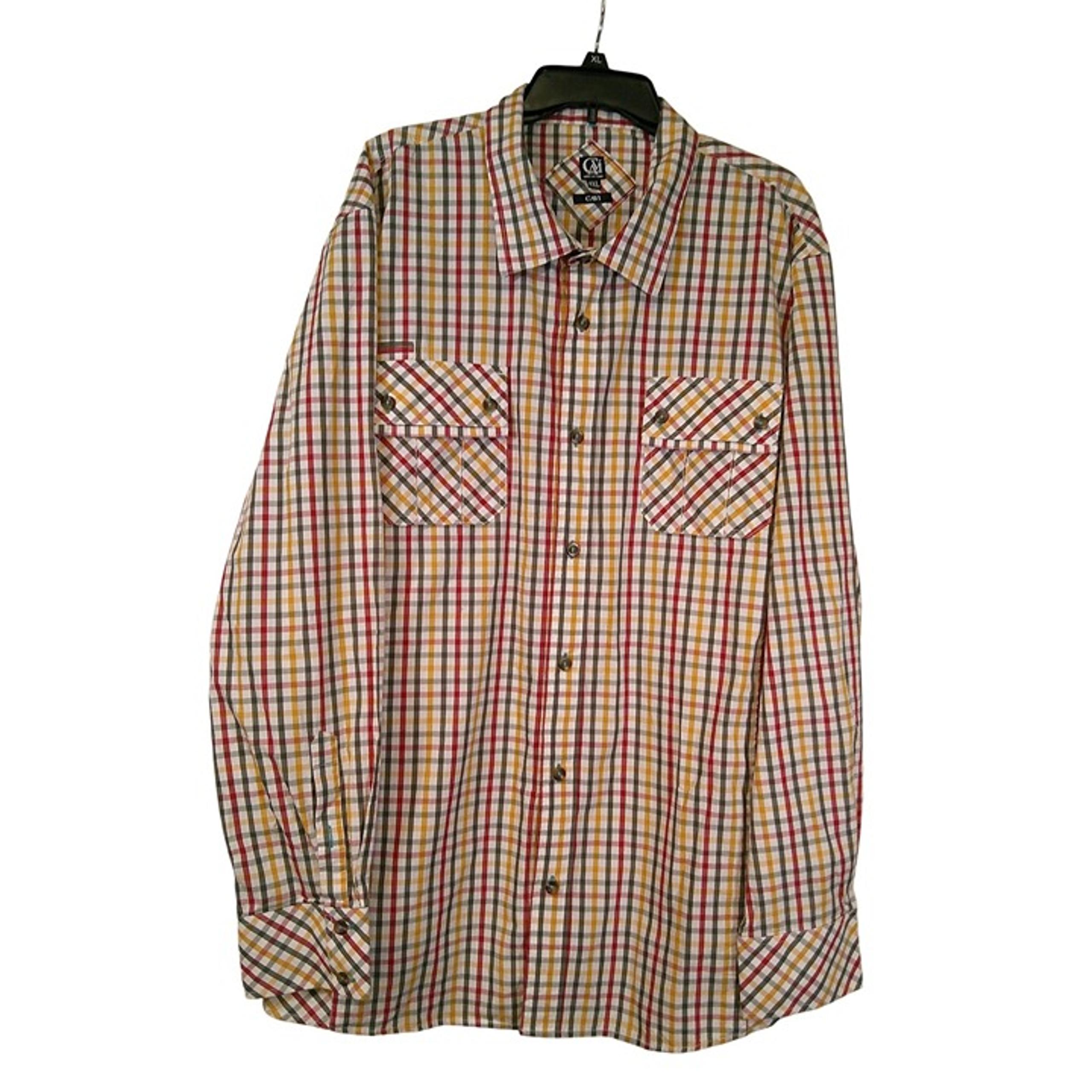Cavi Mens Multicolor Plaid Long Sleeve Button-Down Shirt 4XL D34 J