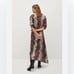 Womens Mango Snake Print Long Sleeve Asymmetrical V-neck Dress. Size 2