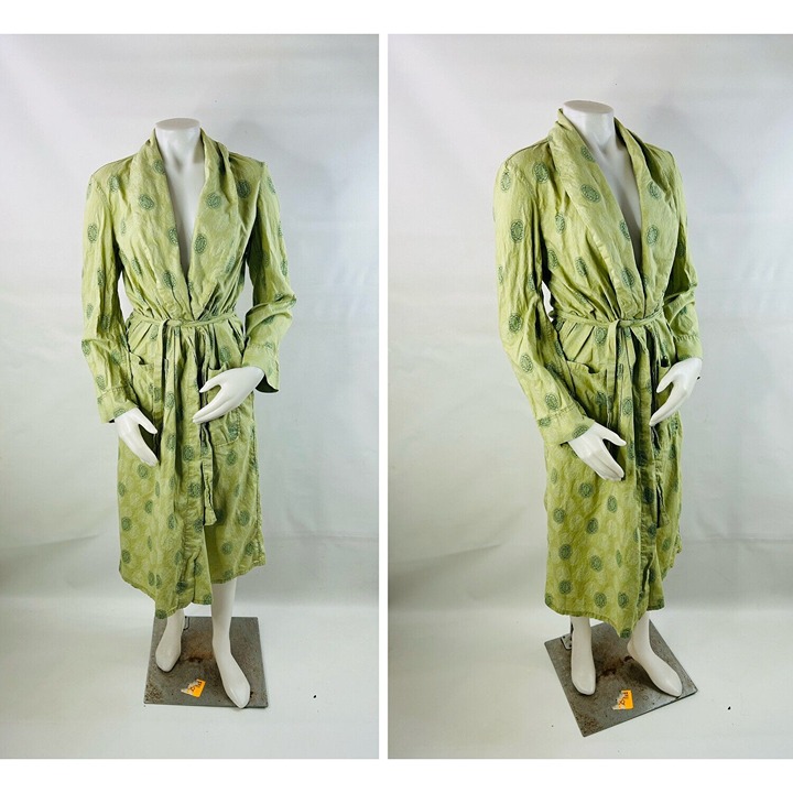 VTG 1960s Kaleidoscope Printe Cotton Bath Robe Kimono Boho Womens One Size
