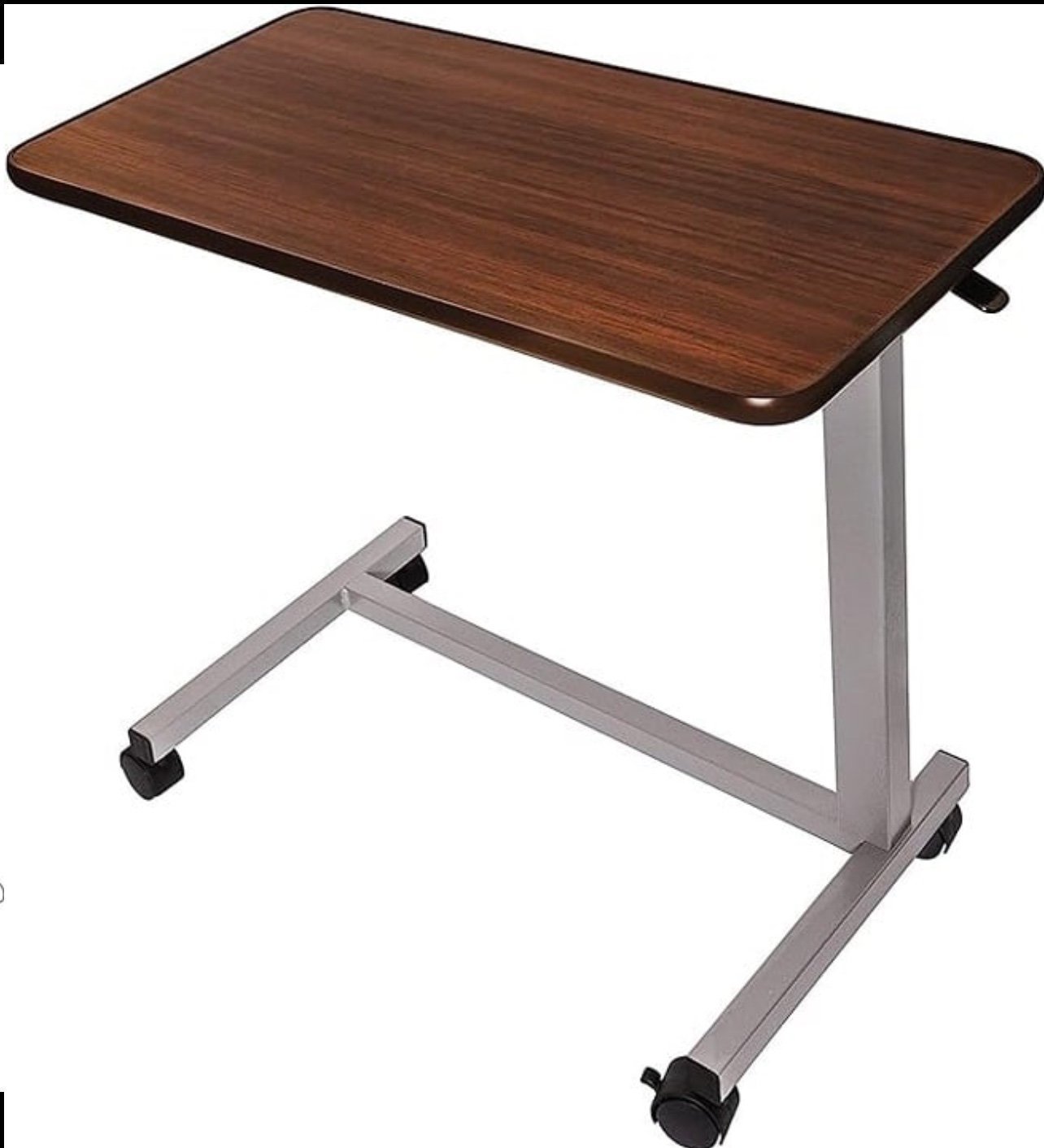 Over bed table adjustable bedside table with swivel wheels