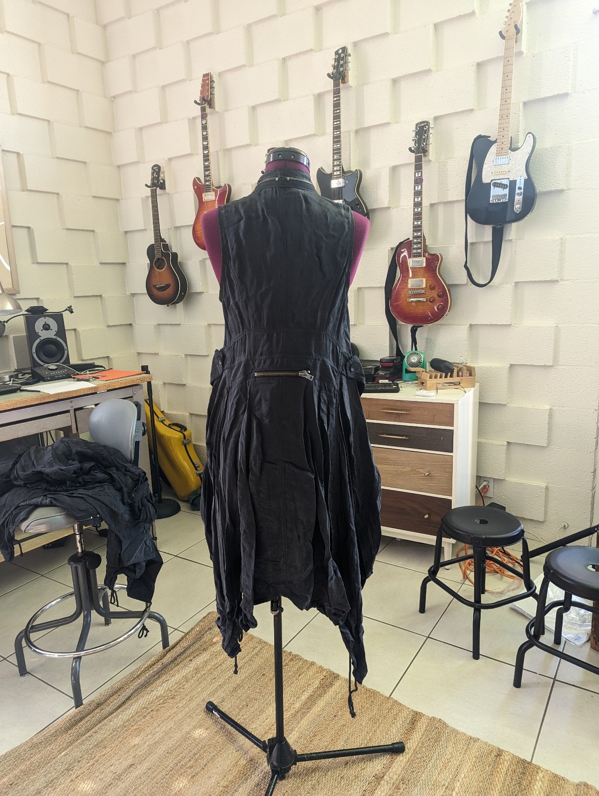 All Saints Size UK12 Zeeda Deconstructed Parachute Dress Black/Charcoal (2 of 2)