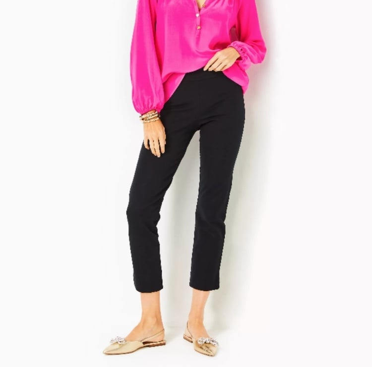 NWT Lilly Pulitzer High-Rise Merrin Bi-Stretch Pant in Noir Black, Size 2