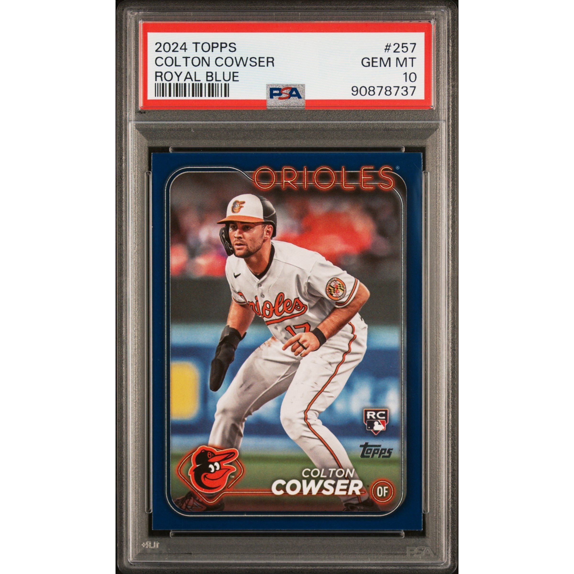 Graded 2024 Topps Colton Cowser #257 Royal Blue Rookie Card PSA 10