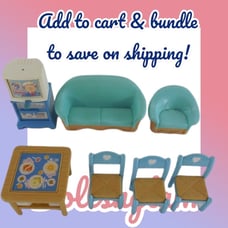 Lot 7 VTG. 1993 Fisher Price Loving Family Dollhouse Chair Couch Table TV & More