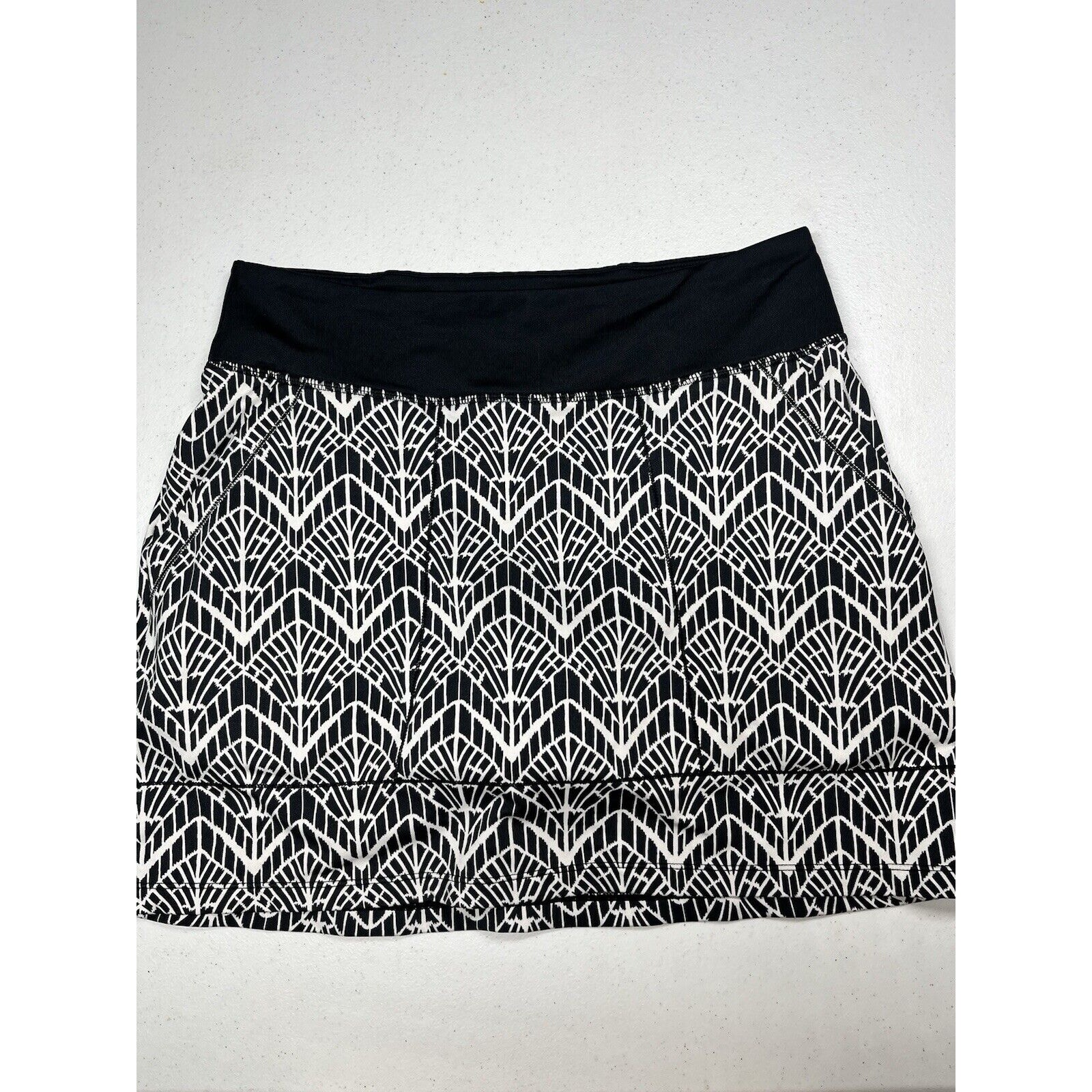 Title Nine Womens Black/White Pattern Printed Athletic Workout Tennis Skort Sz S