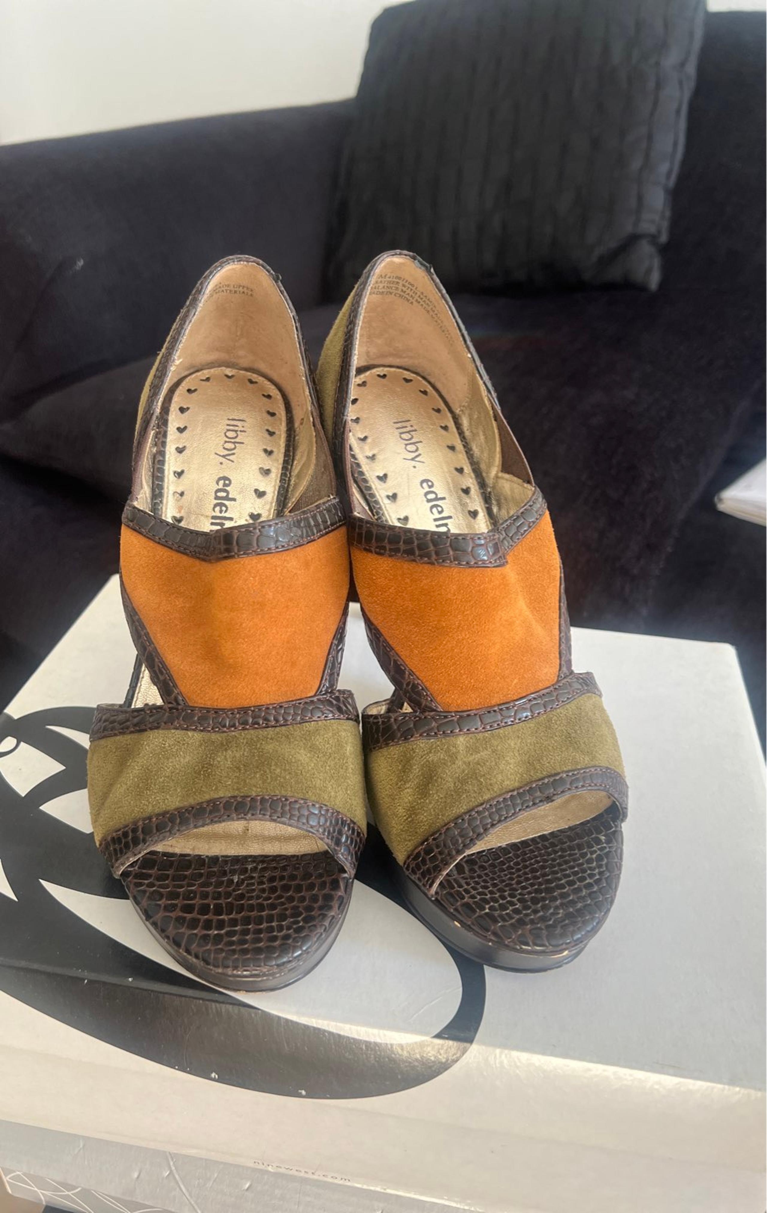 Green orange high heels