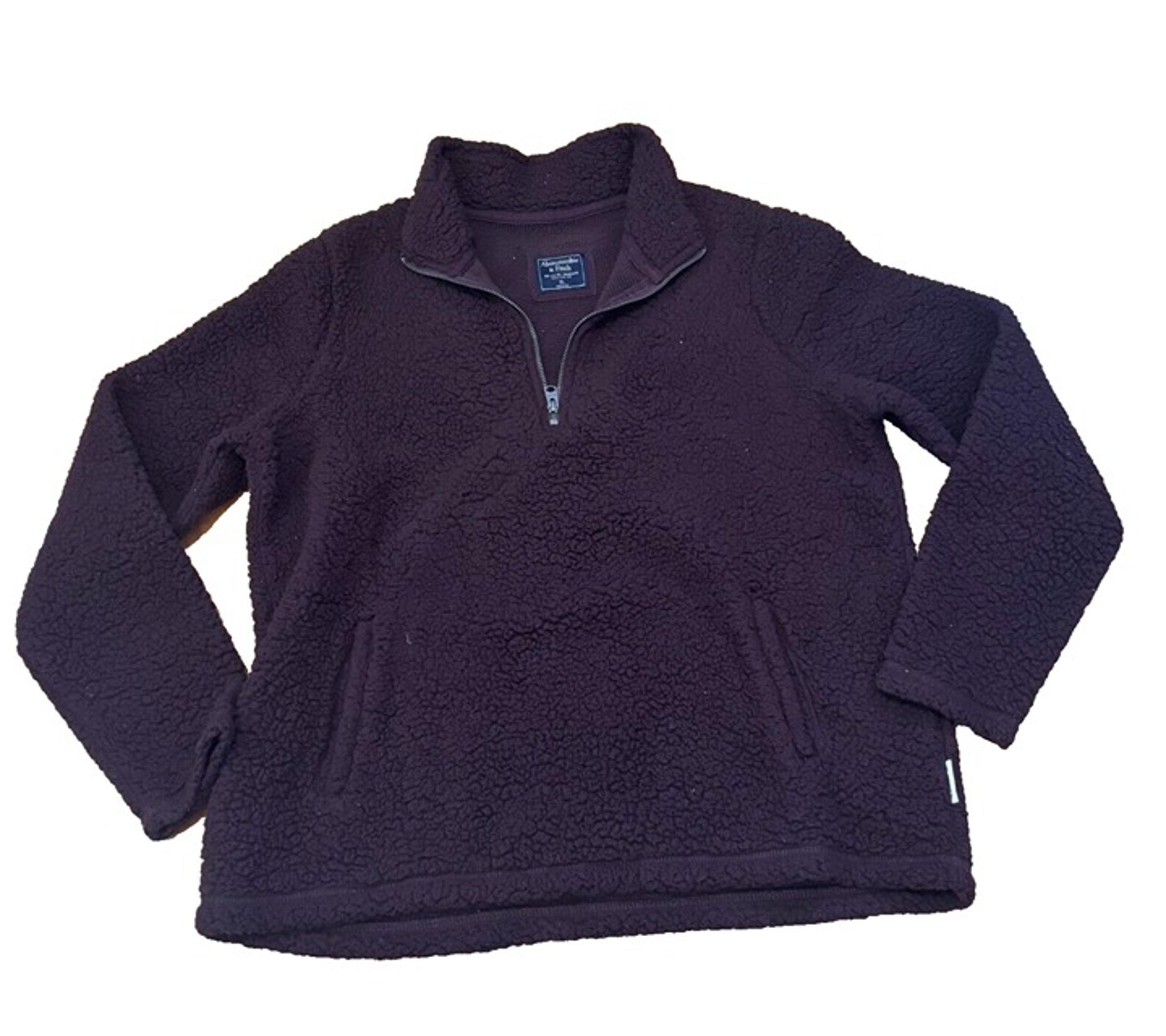 Abercrombie & Fitch Sweater Women's XL Brown Sherpa Quarter Zip Mock Neck