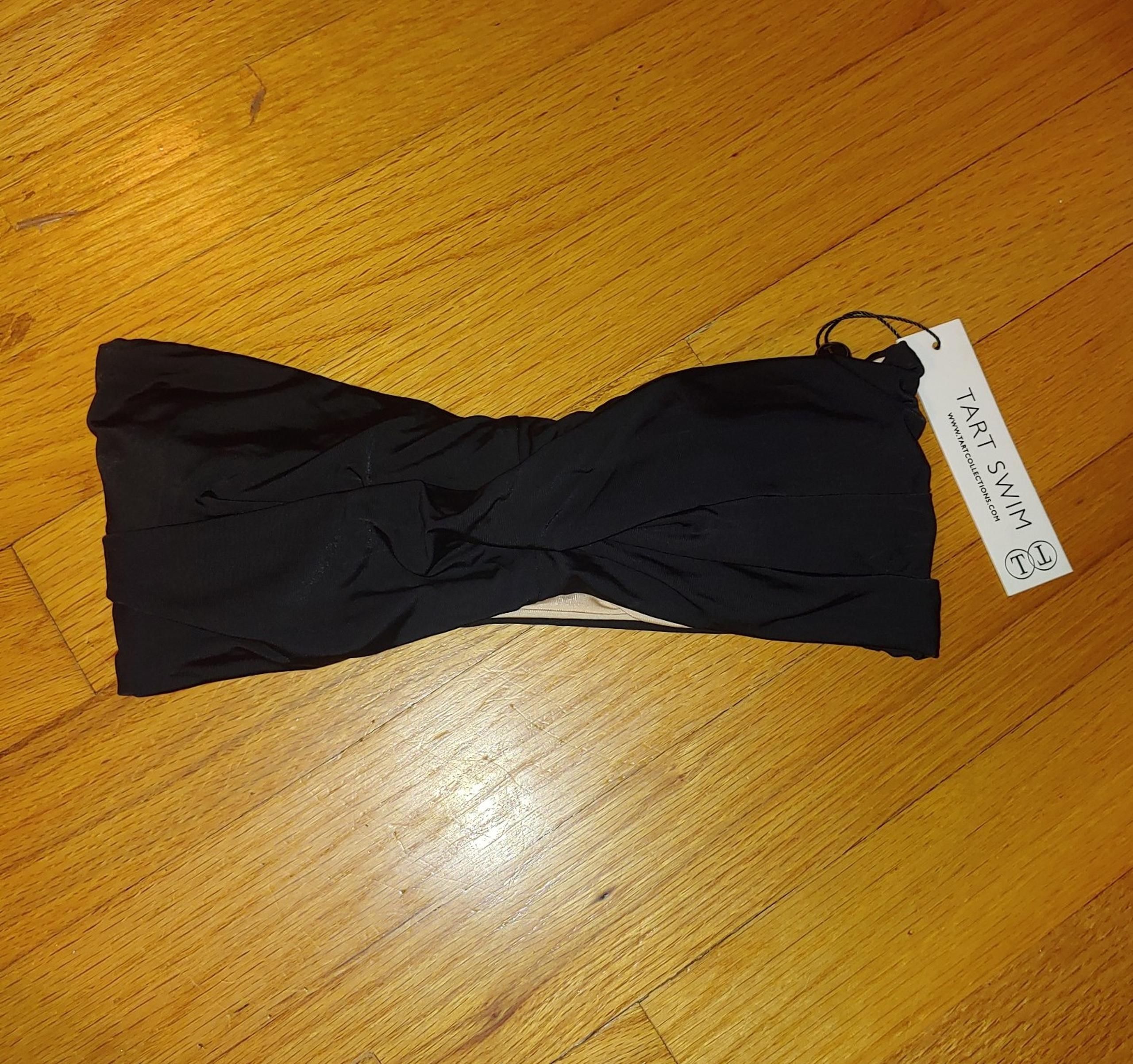 Tart Collections Black Front Twist Bandeau Bikini Top Swimwear TART SWIM X-SMALL