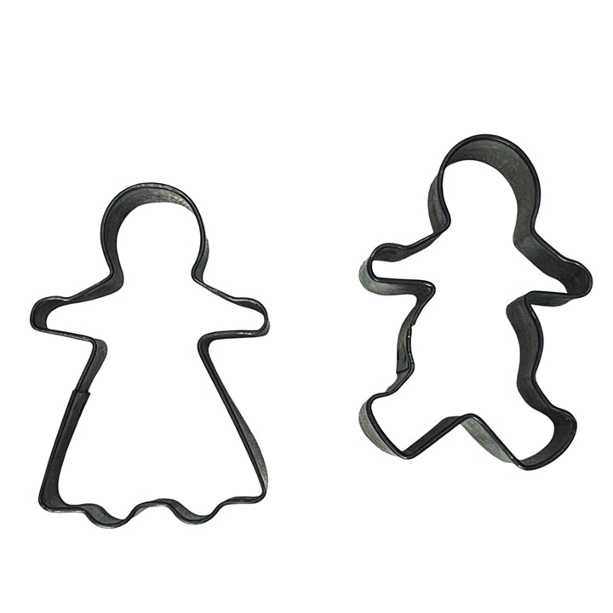 Vintage Metal Gingerbread Boy & Girl Cookie Cutters Miniature