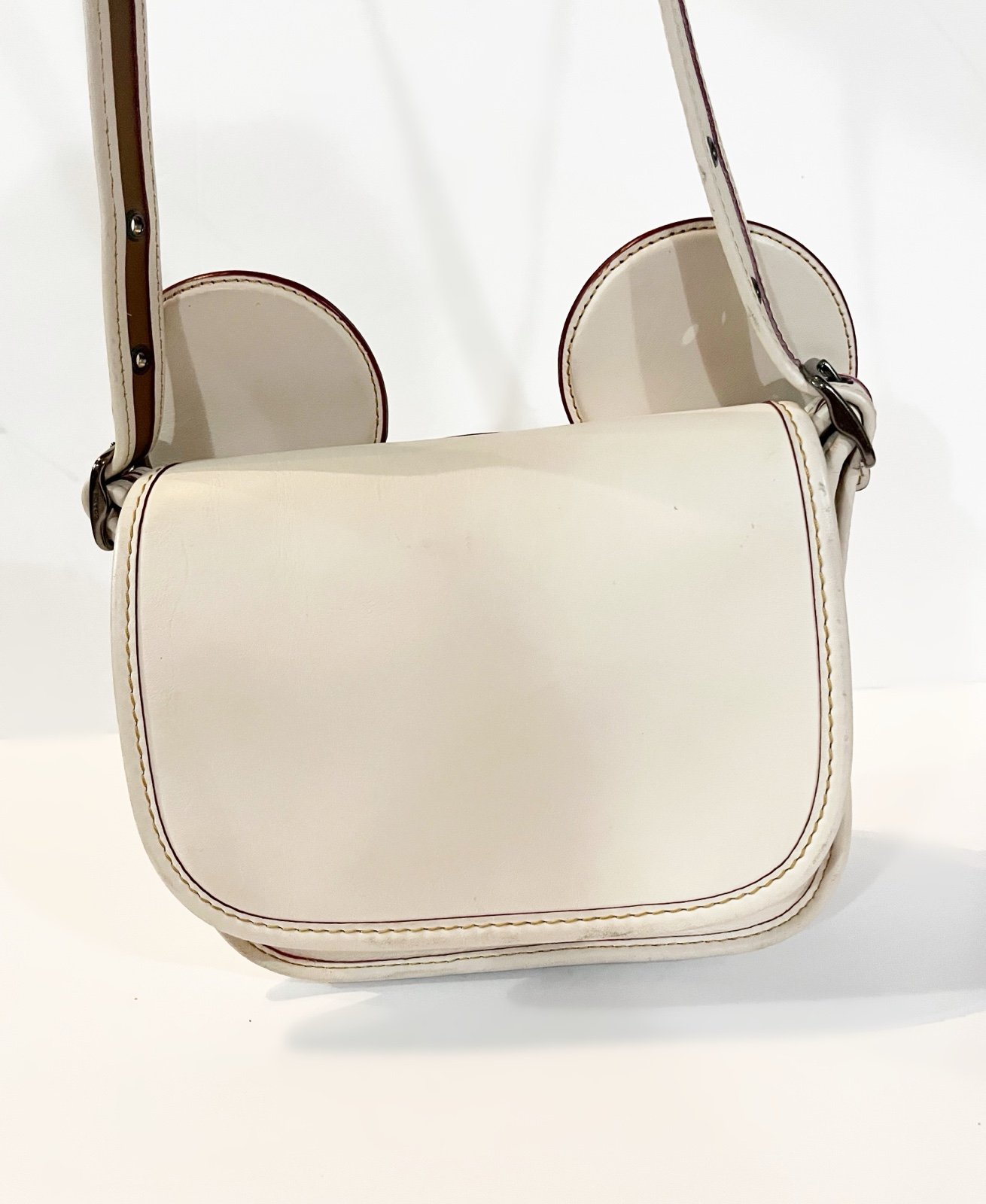 Coach Disney Mickey Mouse Ears Chalk White Patricia Legacy Crossbody Bag Purse