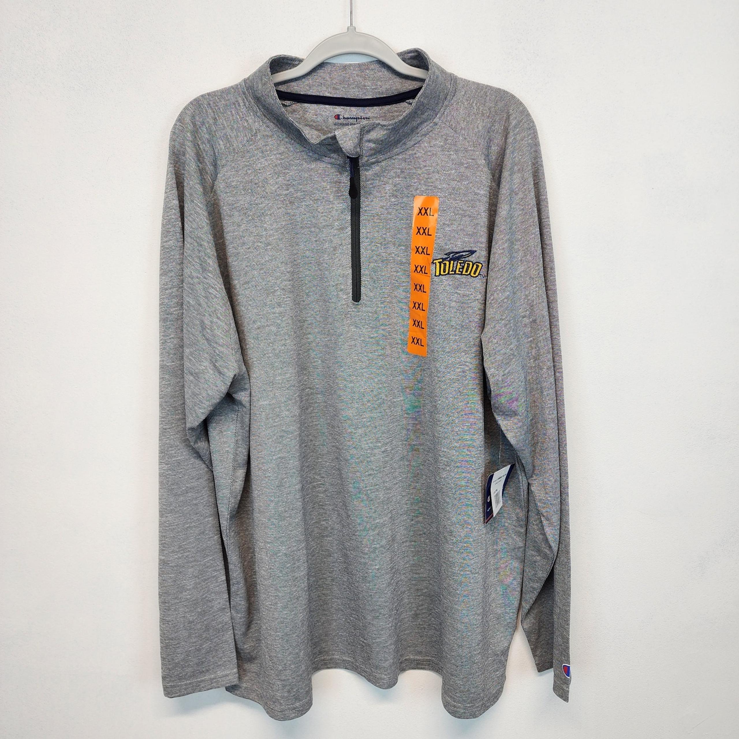 Champion Toledo Rockets Pullover Size XXL Gray 1/4 Zip Lightweight Mock Neck