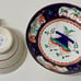19th Century Antique Gaudy Welsh Flower Basket II Cup & Saucer Lustre Tea Set