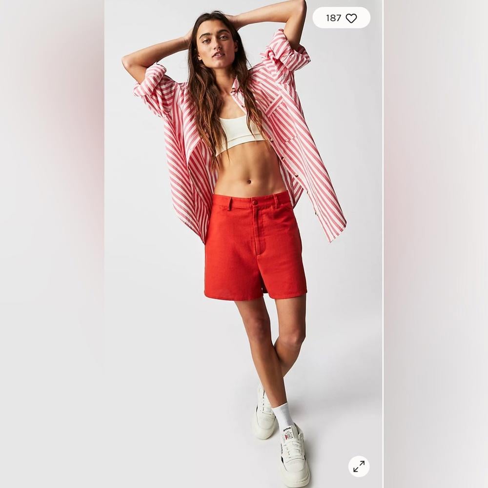 Rolla's Red Blood Orange Mirage Linen Shorts Large